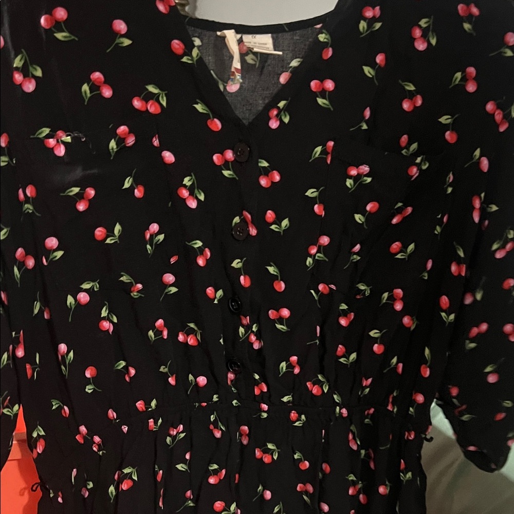 Mimi Chica Black Cherry Print Blouse
